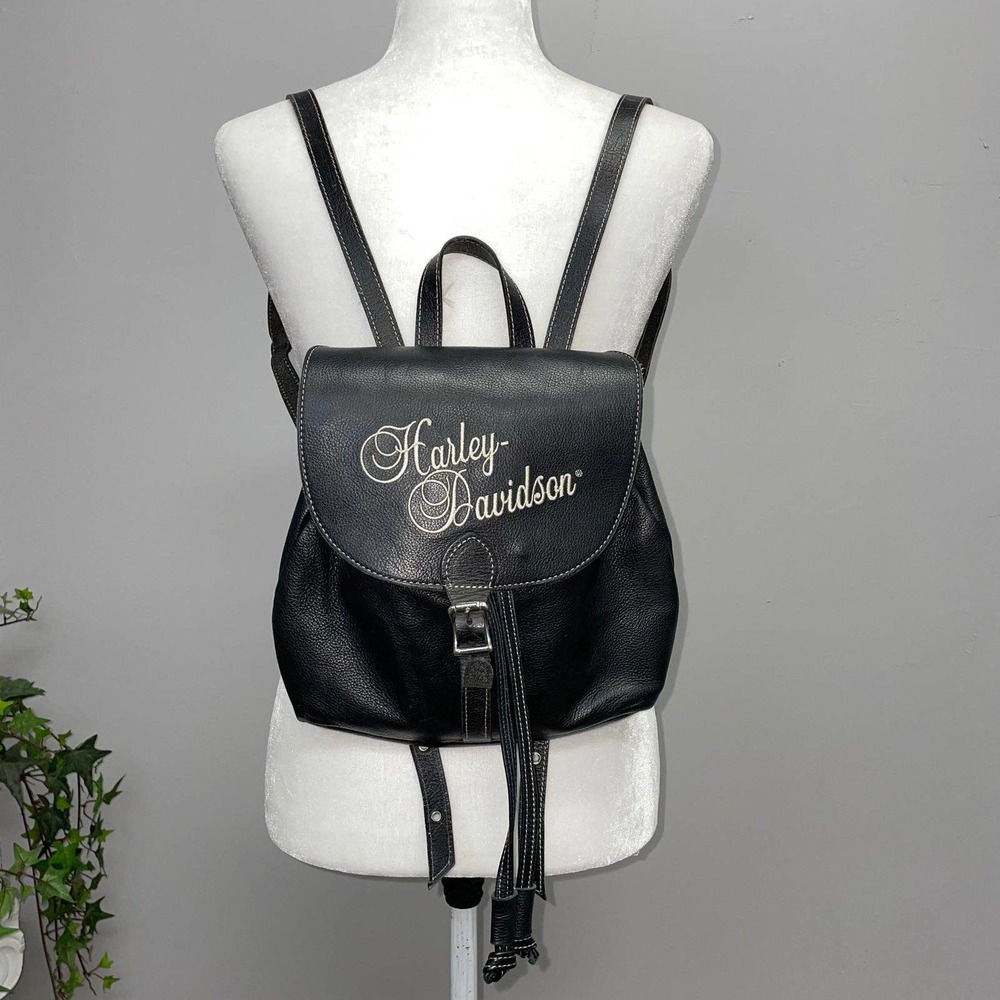 Harley Davidson vintage black leather backpack